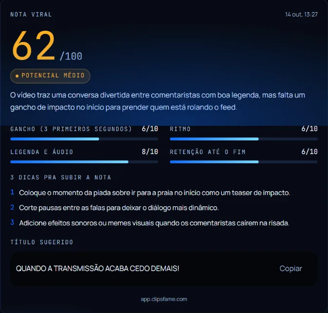 Tela da Nota Viral do clipsfame